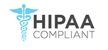 HIPAA compliance graphic for PharmCRM showing a symbol or badge related to the Health Insurance Portability and Accountability Act, representing secure handling and privacy protection of patient health information in healthcare and CRM software, emphasizing data security and regulatory compliance