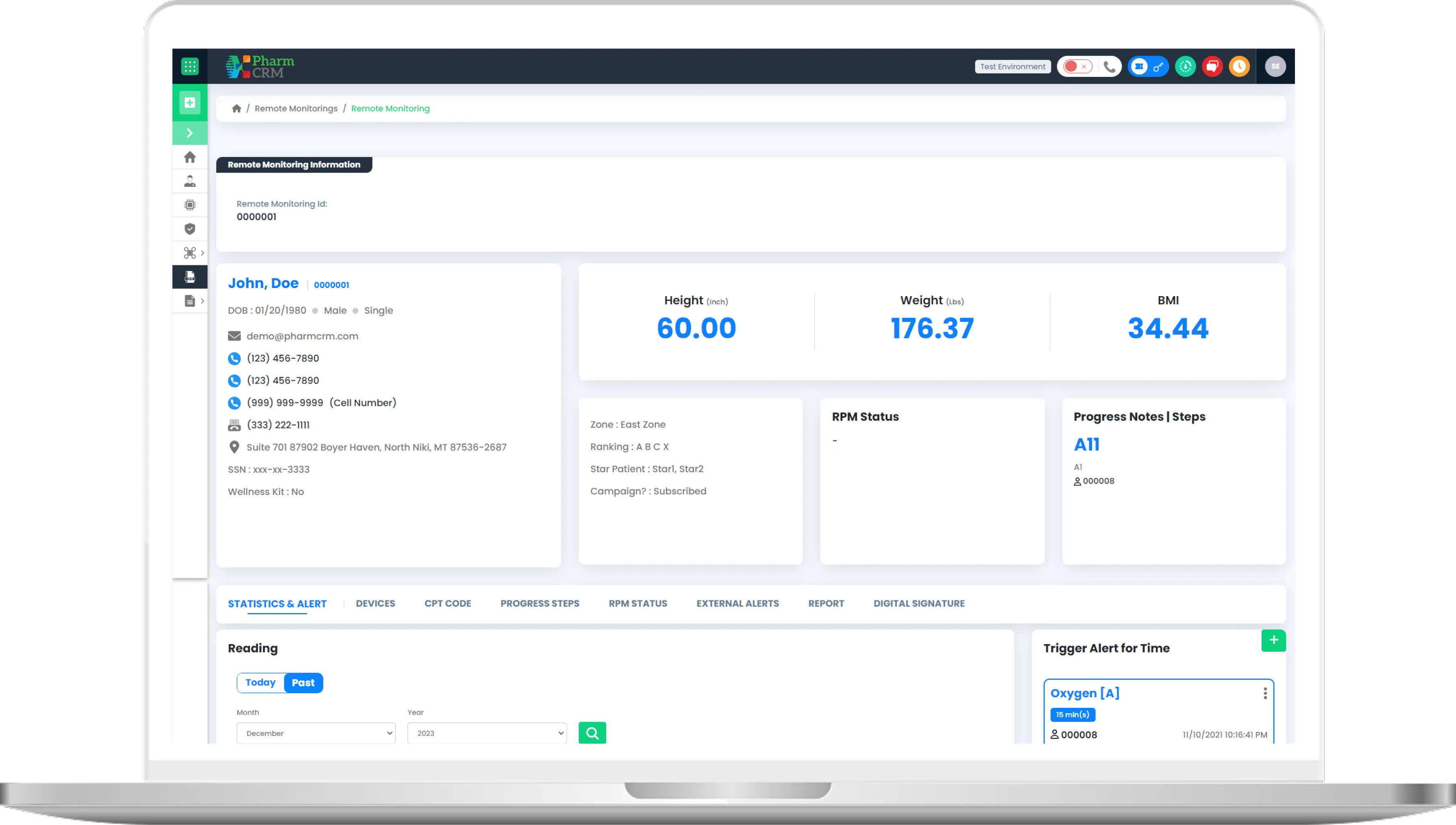 Vector graphic of a laptop with clinical symbols used in PharmCRM to represent electronic clinical tools, secure patient record access, treatment planning, and healthcare workflow management in a pharmacy customer relationship management platform