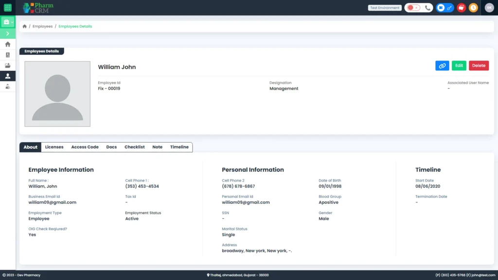 Human resources module banner graphic highlighting employee management tools within PharmCRM, including staff scheduling, credential tracking, onboarding processes, performance monitoring, payroll coordination, and workforce data organization